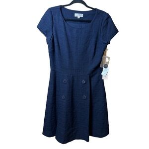 Nanette Lepore Navy Blue Pleated Dress NWT
